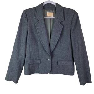 Vintage Pendleton Grey Wool Button Front Blazer 8